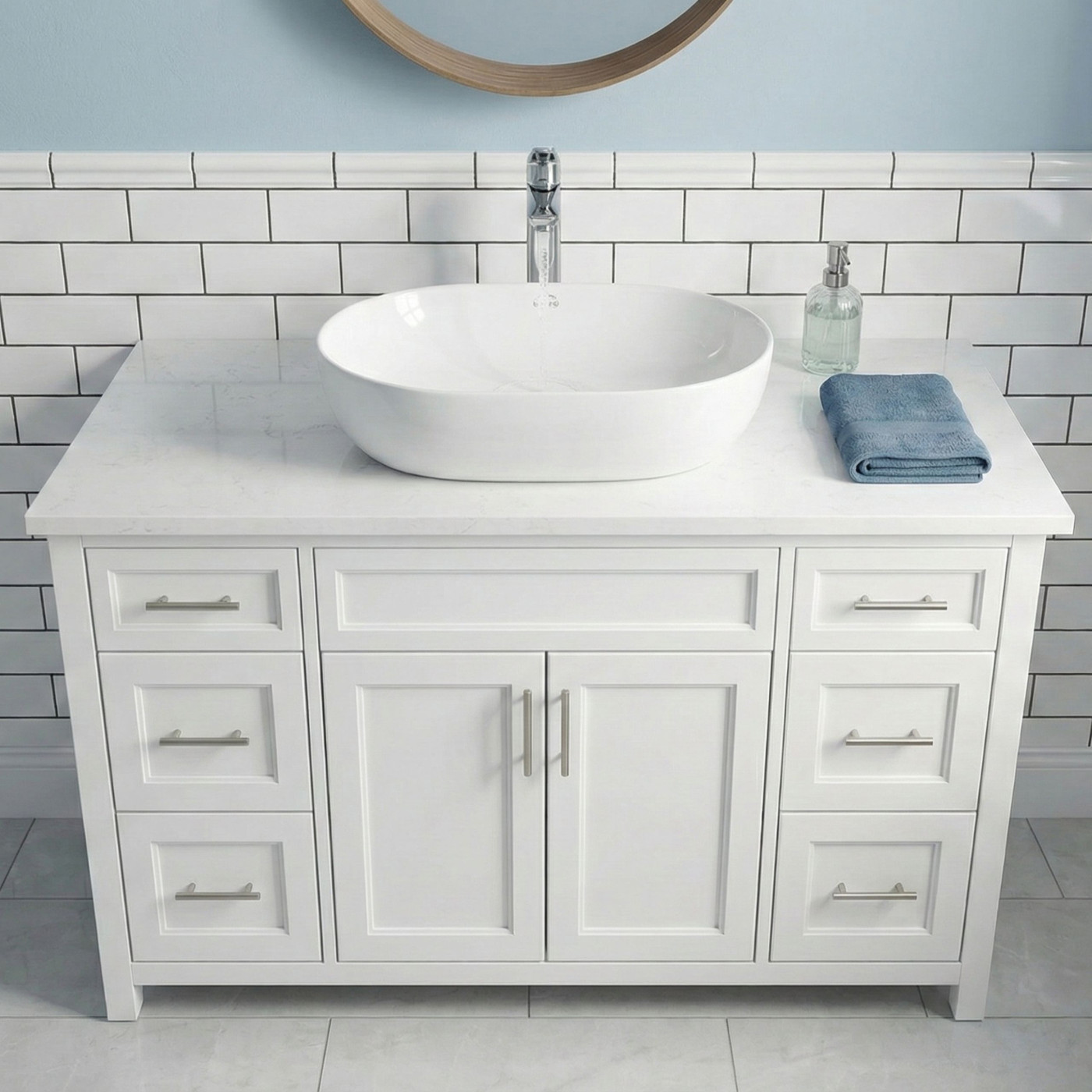 Umywalka Nablatowa Ceramiczna Owalna Biała Lomami