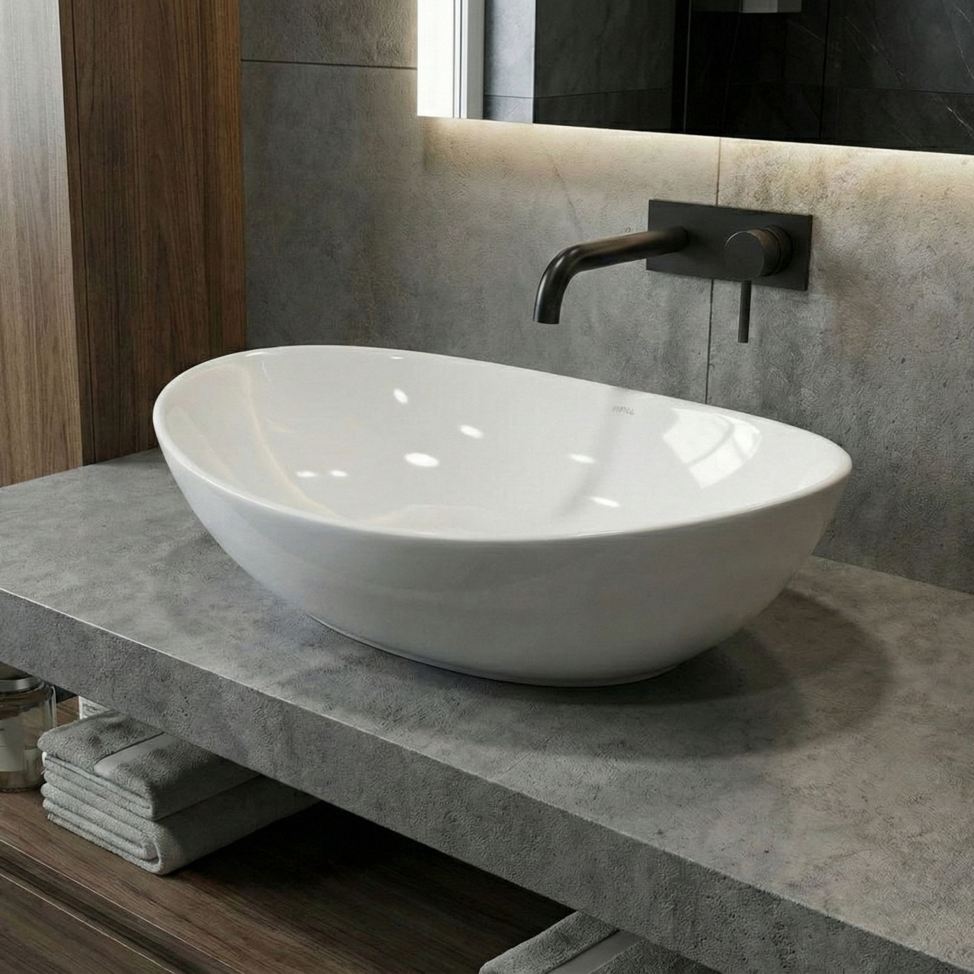 Okrągła Umywalka Nablatowa Ceramiczna DESNA Okrągła Umywalka Nablatowa Ceramiczna DESNA