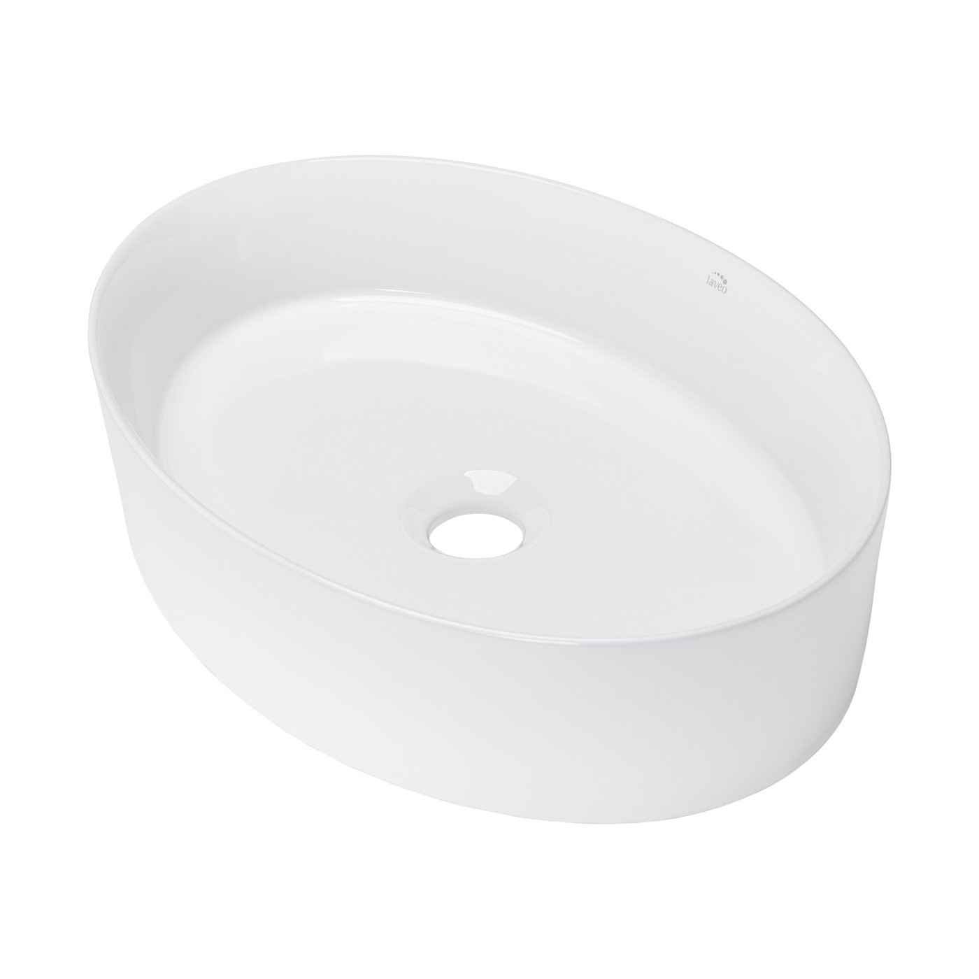 Umywalka Nablatowa Ceramiczna 48x34 cm Biała DESNA Laveo Umywalka Nablatowa Ceramiczna 48x34 cm Biała DESNA Laveo