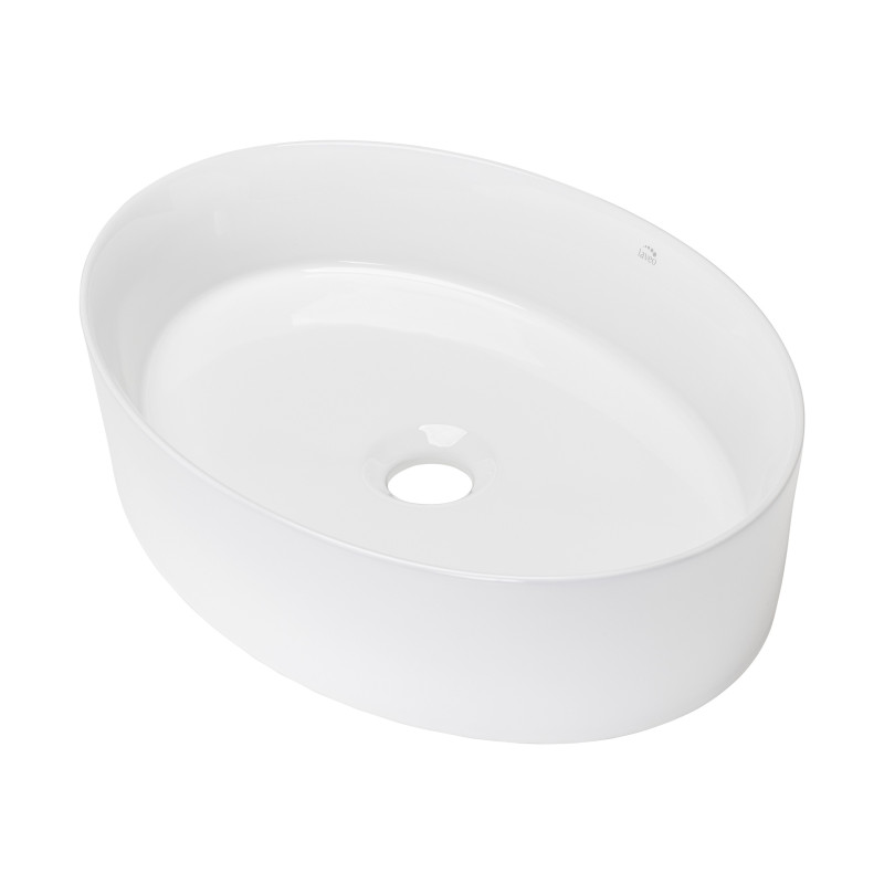 Umywalka Nablatowa Ceramiczna 48x34 cm Biała DESNA Laveo Umywalka Nablatowa Ceramiczna 48x34 cm Biała DESNA Laveo