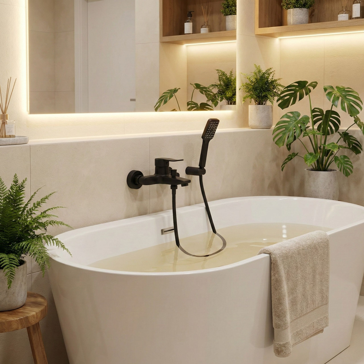 Bateria Wannowa Ścienna Czarna Madera Kuchinox