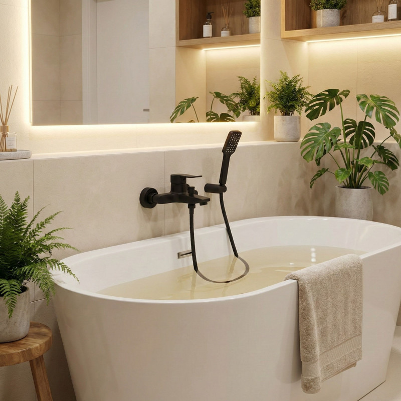 Bateria Wannowa Ścienna Czarna Madera Kuchinox