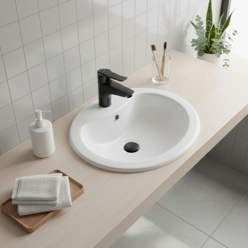 Bateria Umywalkowa Stojąca z Korkiem MADERA Czarna