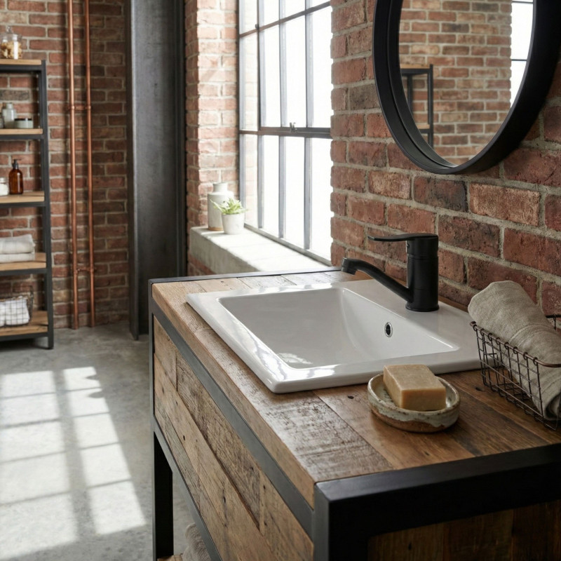 Bateria Umywalkowa z Ruchomą Wylewką MADERA Czarna Stojąca KUCHINOX