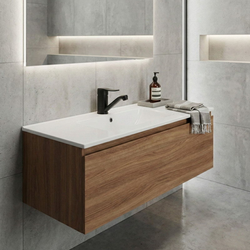 Bateria Umywalkowa z Ruchomą Wylewką MADERA Czarna Stojąca KUCHINOX