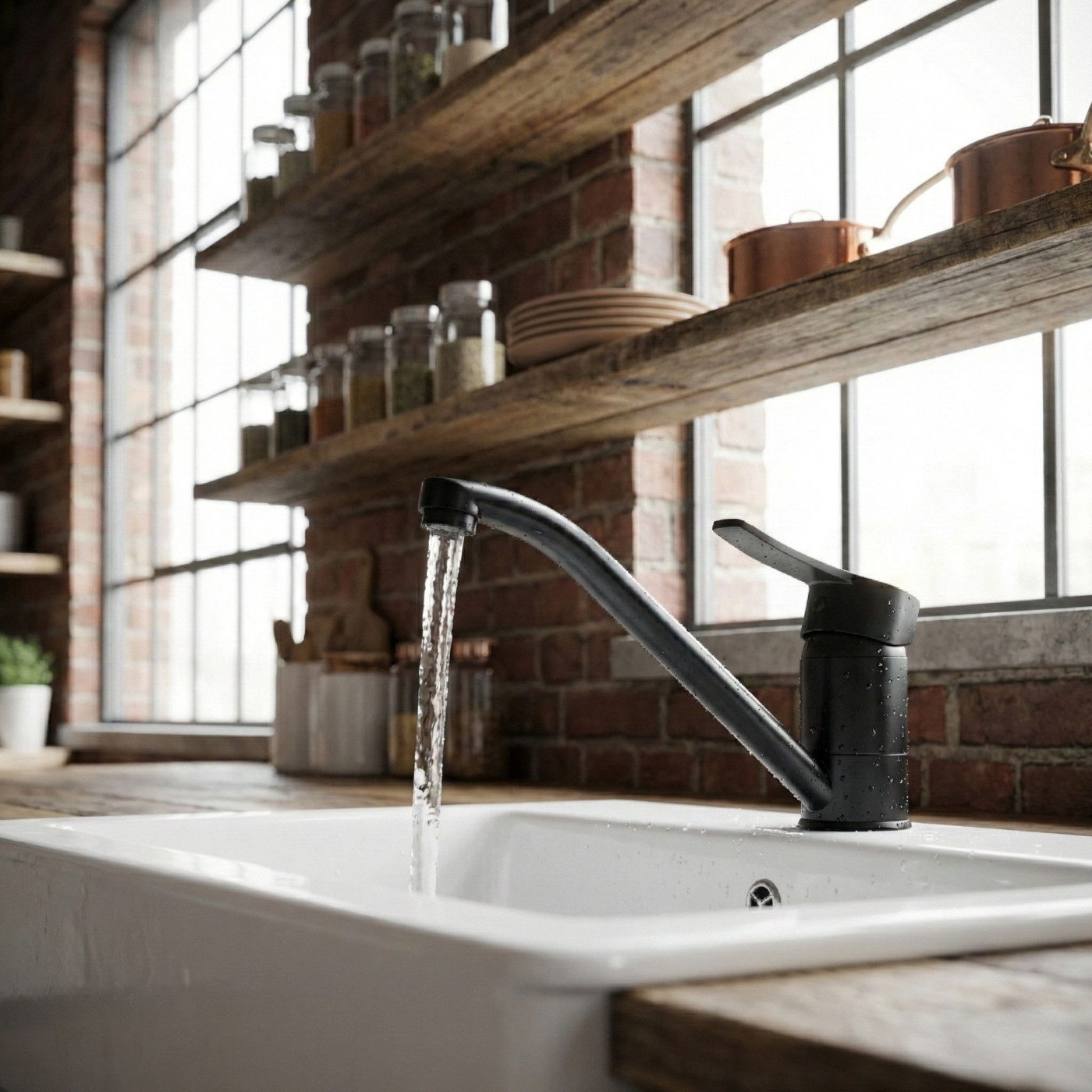 Bateria Zlewozmywakowa Stojąca MADERA Czarna