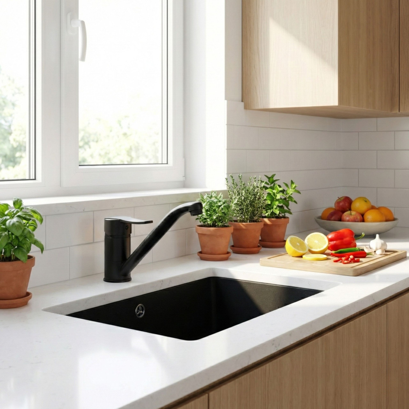 Bateria Zlewozmywakowa Stojąca MADERA Czarna