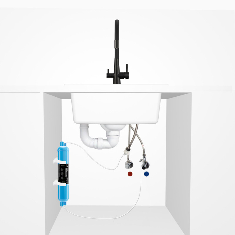Bateria Filtrująca Wodę Z Elastyczną Wylewką + Filtr Mineralizujący Riveco Czarna Bateria Filtrująca Wodę Z Elastyczną Wylewką + Filtr Mineralizujący Riveco Czarna