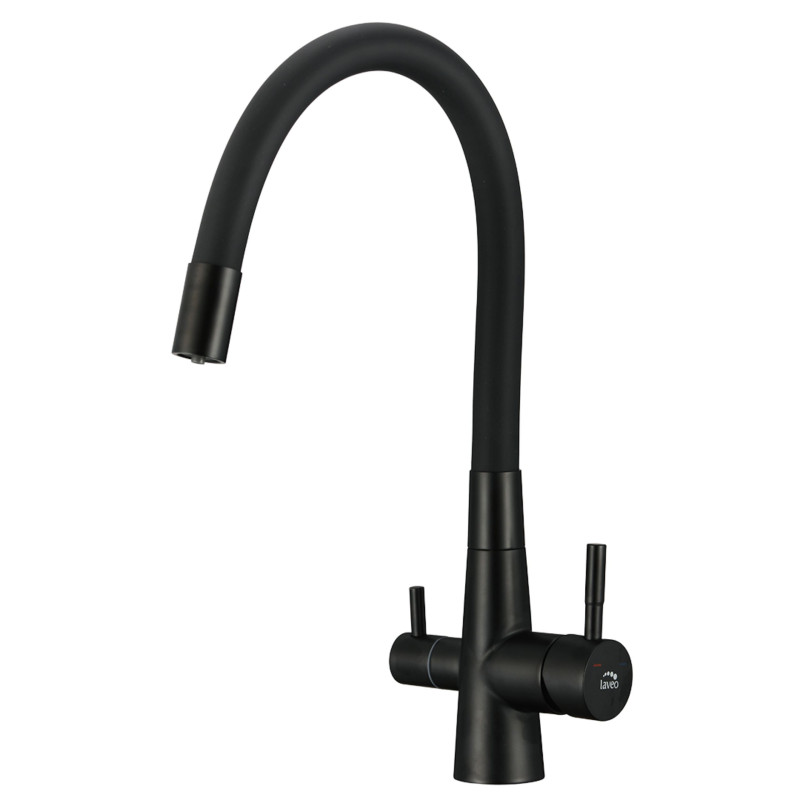 Bateria  Filtrująca Wodę Z Elastyczną Wylewką + Filtr Zmiękczający Riveco Czarna