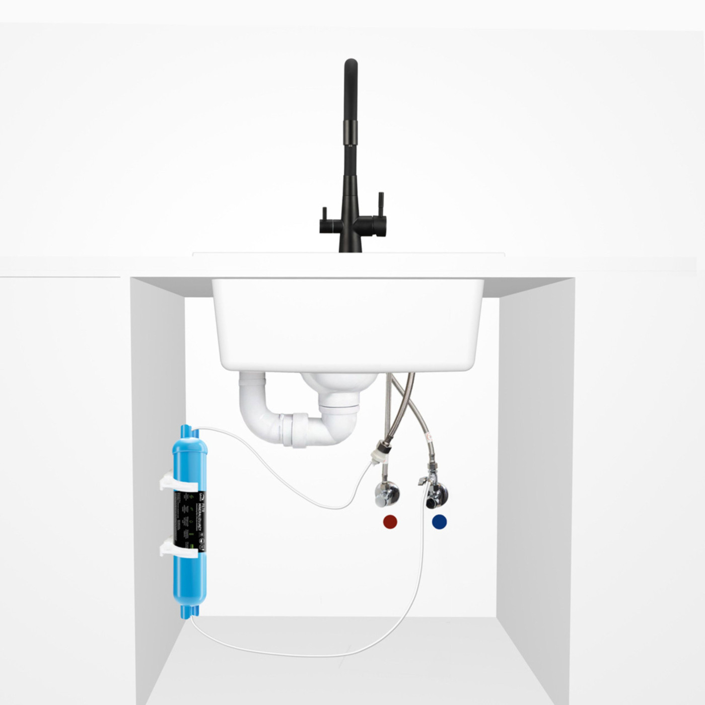 Bateria  Filtrująca Wodę Z Elastyczną Wylewką + Filtr Zmiękczający Riveco Czarna