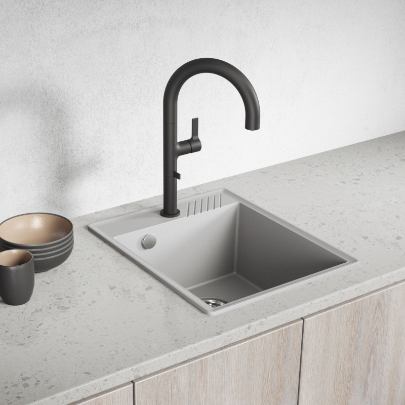 Zlewozmywak Granitowy Jednokomorowy HUB Szary