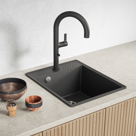 Zlewozmywak Granitowy Jednokomorowy HUB Czarny