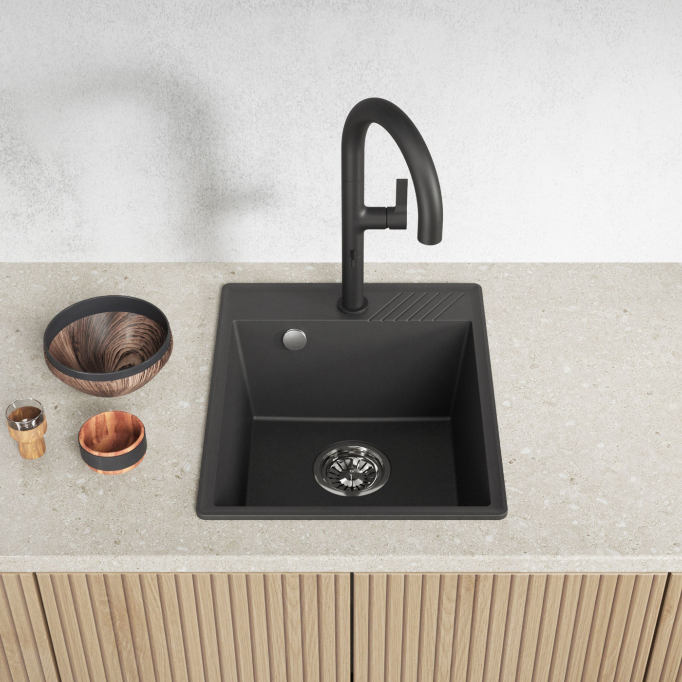 Zlewozmywak Granitowy Jednokomorowy HUB Czarny Zlewozmywak Granitowy Jednokomorowy HUB Czarny