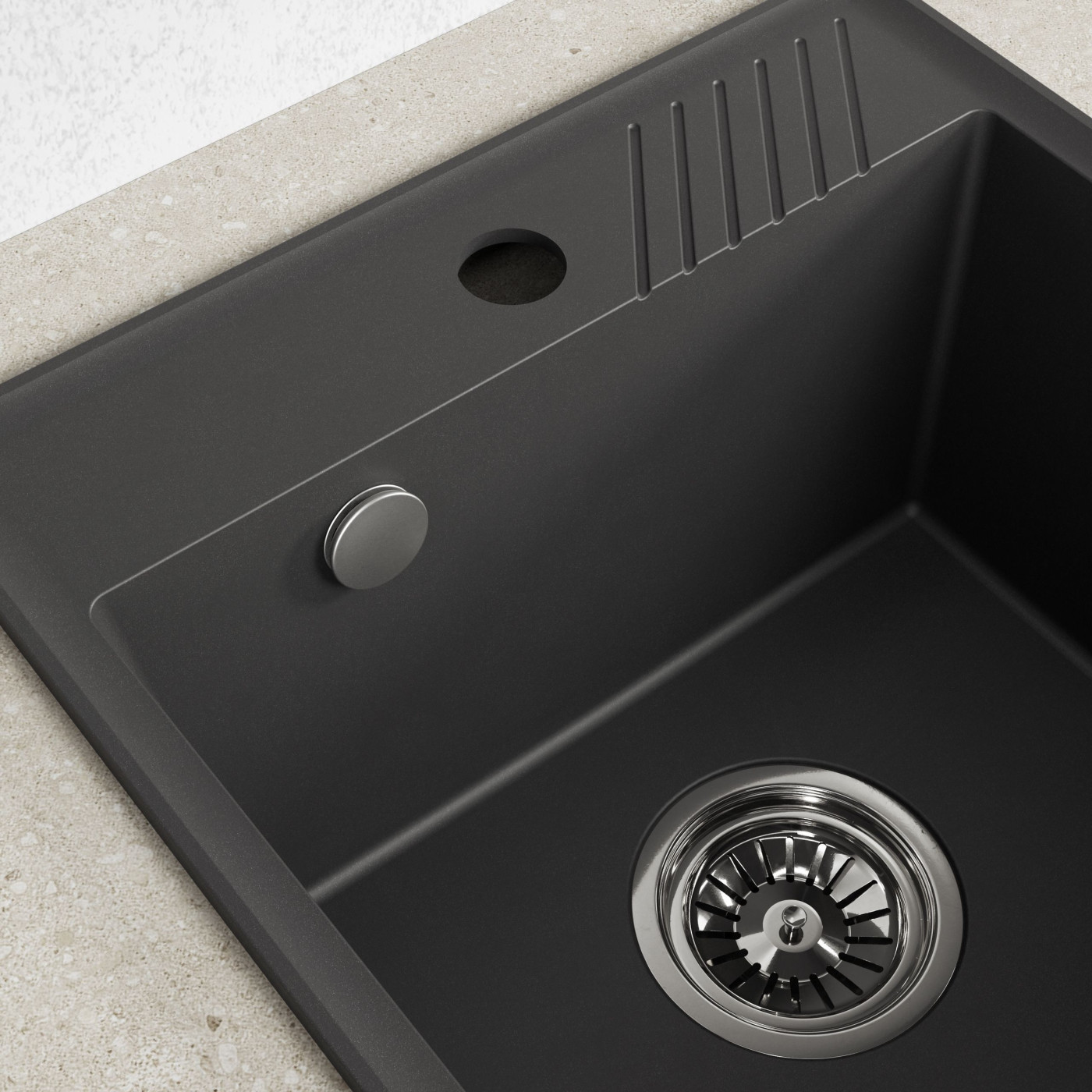 Zlewozmywak Granitowy Jednokomorowy HUB Czarny Zlewozmywak Granitowy Jednokomorowy HUB Czarny