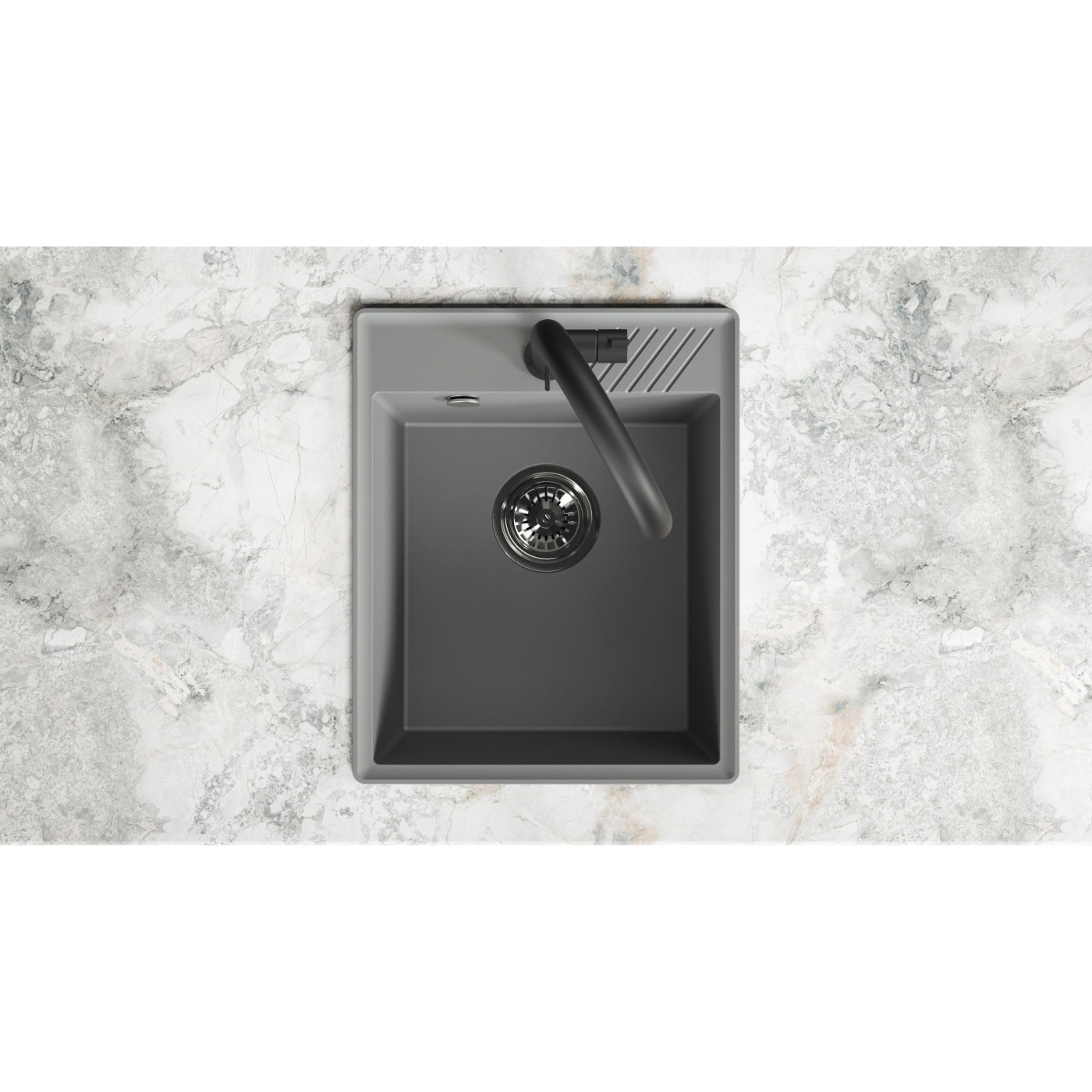 Zlewozmywak Granitowy Jednokomorowy HUB Volcano Gray