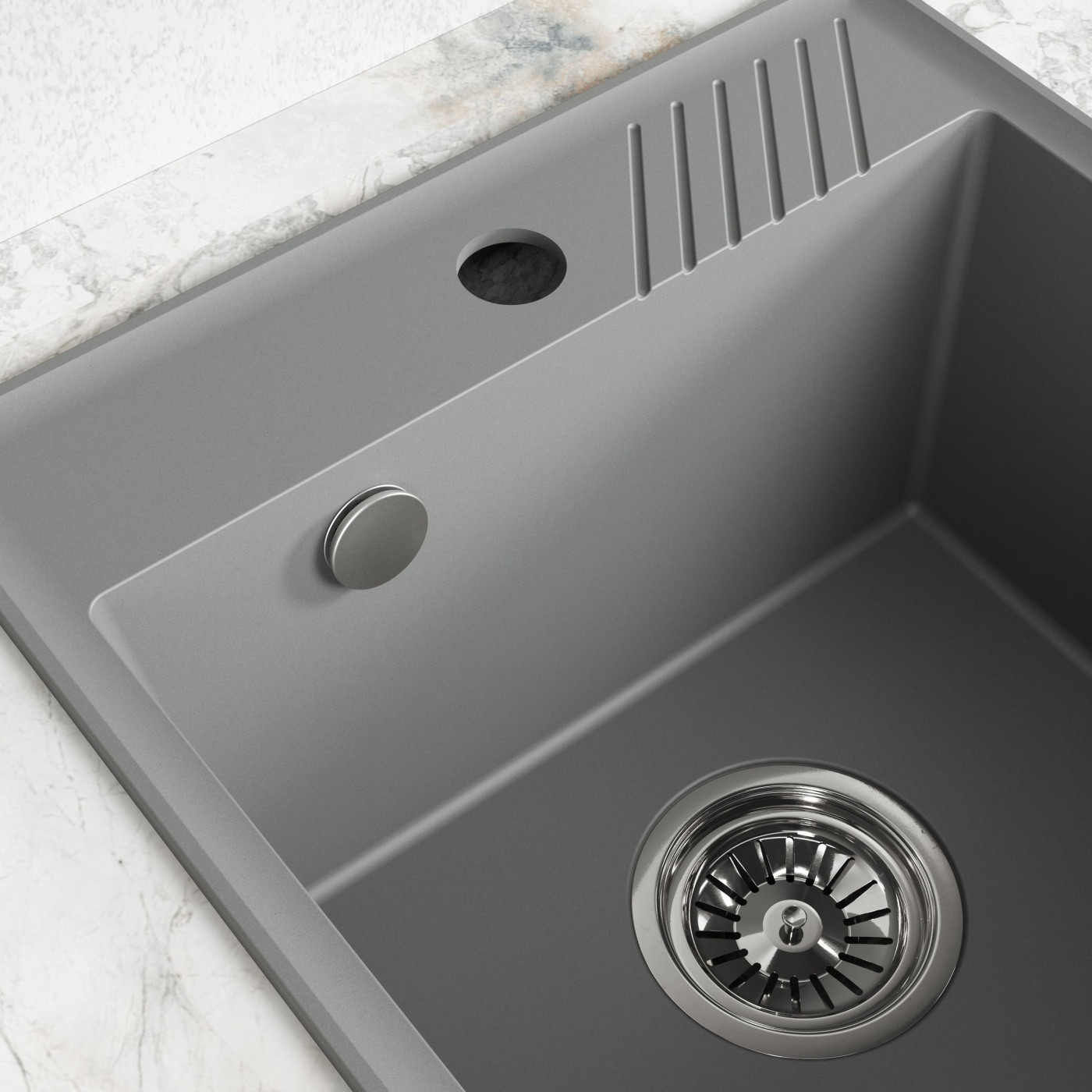 Zlewozmywak Granitowy Jednokomorowy HUB Volcano Gray