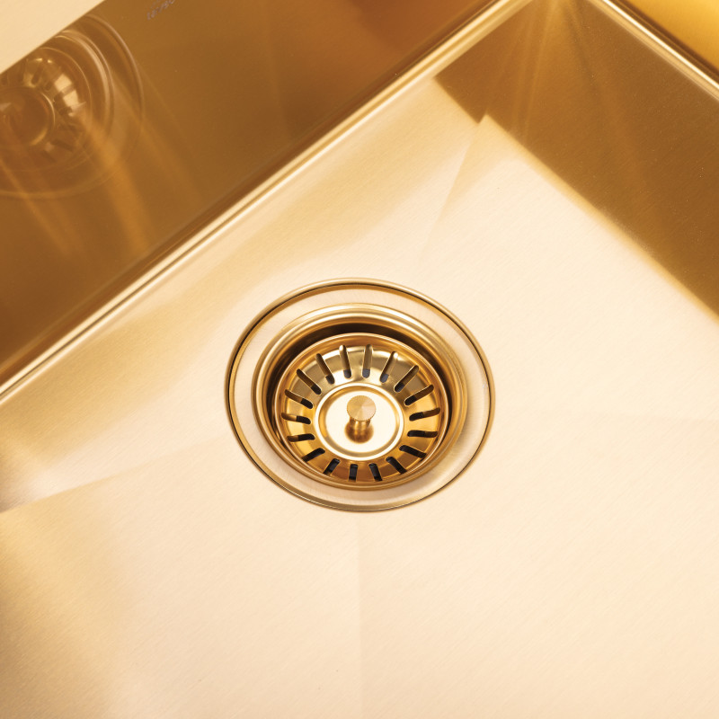 Zlewozmywak Jednokomorowy Malawi Z Syfonem I Baterią Filtrujacą Wodę Złoty