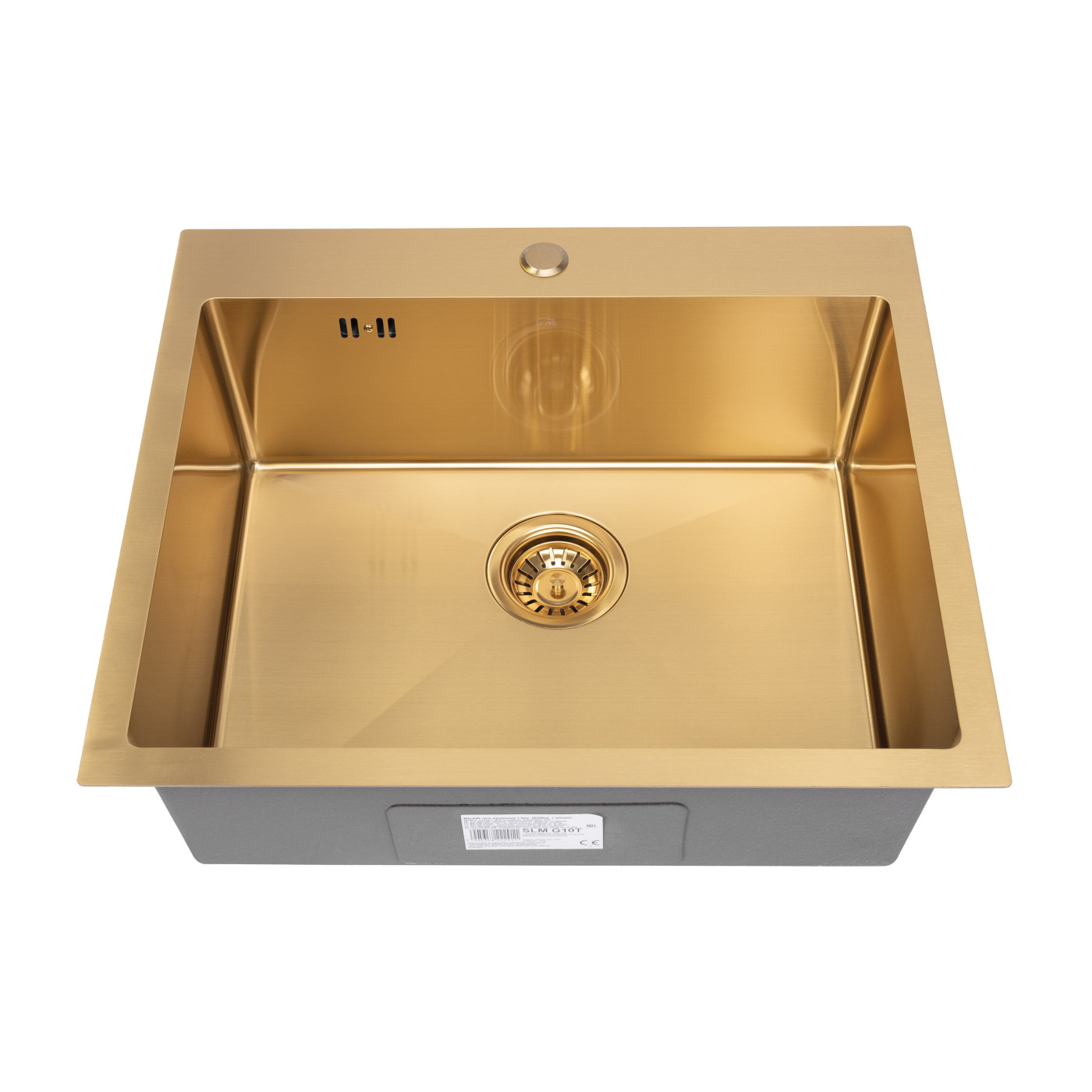 Zlew Zlewozmywak Jednokomorowy z Syfonem,Dozownikiem, Ociekaczem, Wkładką Ociekową Stalowy MALAWI Złoty