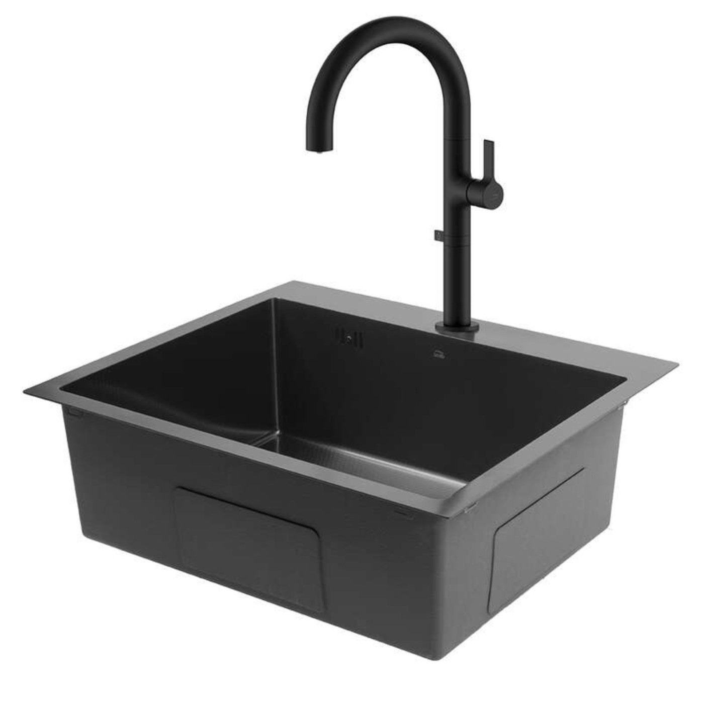 Zlewozmywak Stalowy MALAWI 50x58cm Z Baterią Filtrującą PURECO Czarny Zlewozmywak Stalowy MALAWI 50x58cm Z Baterią Filtrującą PURECO Czarny