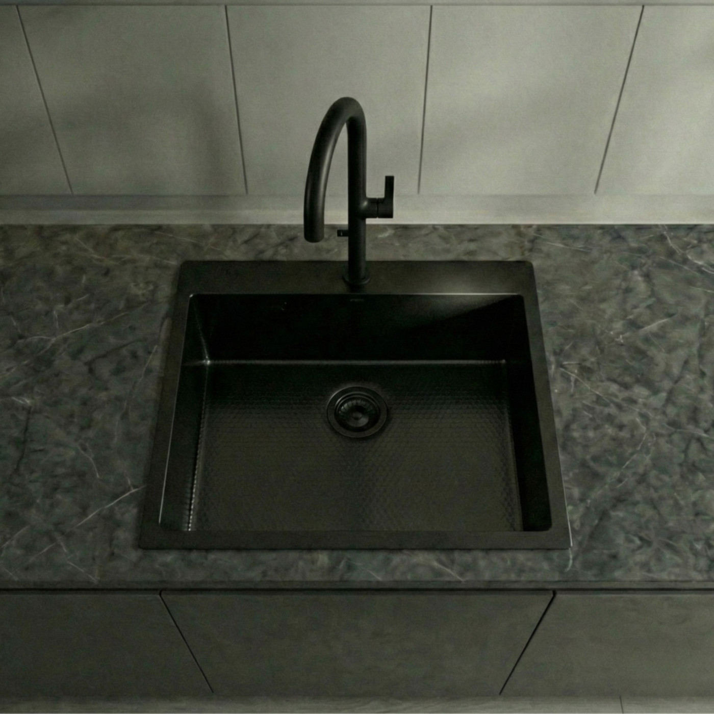 Zlewozmywak Stalowy MALAWI 50x58cm Z Baterią Filtrującą PURECO Czarny Zlewozmywak Stalowy MALAWI 50x58cm Z Baterią Filtrującą PURECO Czarny