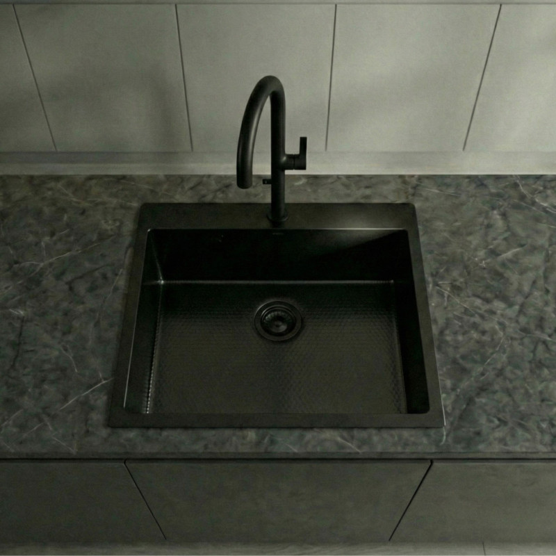 Zlewozmywak Stalowy MALAWI 50x58cm Z Baterią Filtrującą PURECO Czarny Zlewozmywak Stalowy MALAWI 50x58cm Z Baterią Filtrującą PURECO Czarny