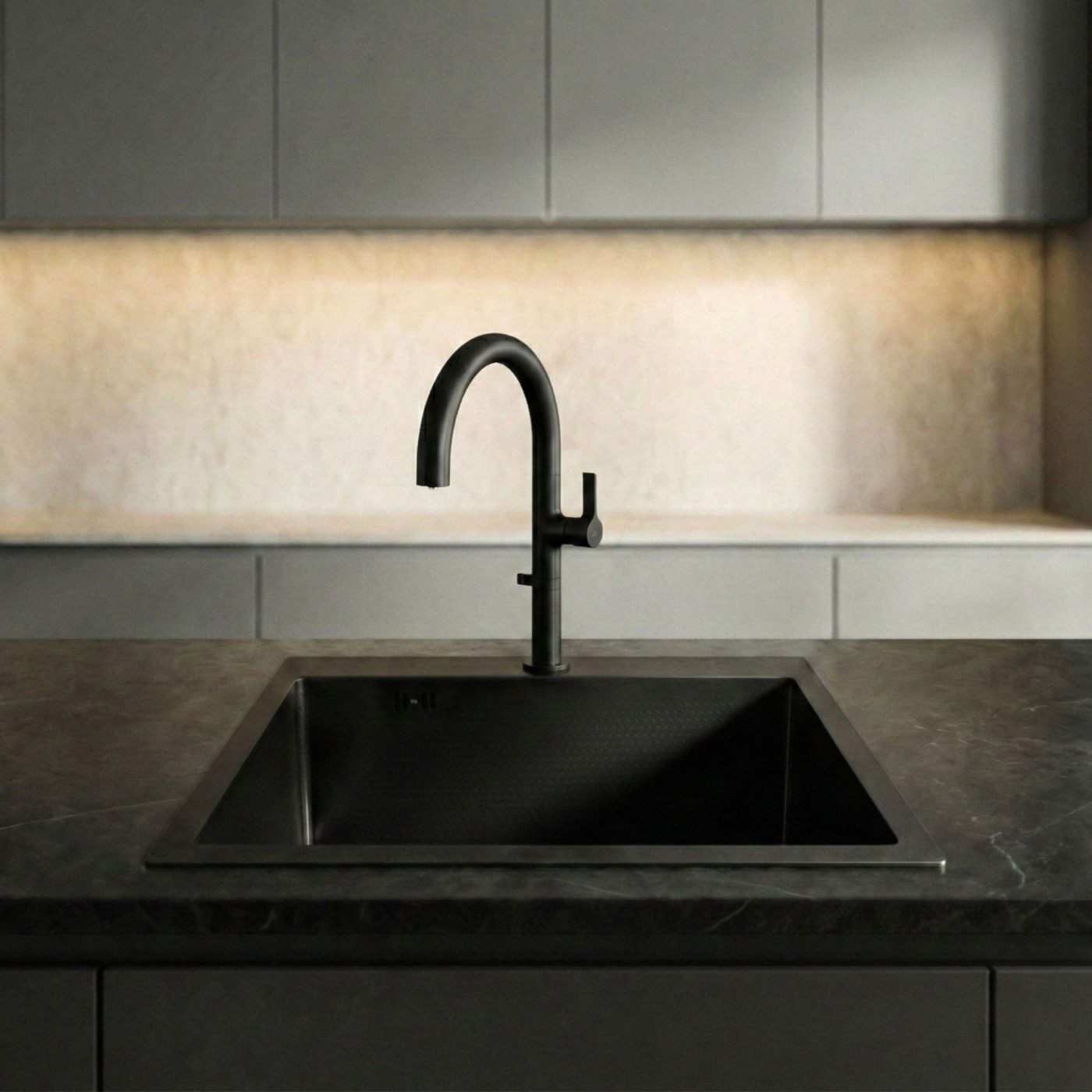 Zlewozmywak Stalowy MALAWI 50x58cm Z Baterią Filtrującą PURECO Czarny Zlewozmywak Stalowy MALAWI 50x58cm Z Baterią Filtrującą PURECO Czarny