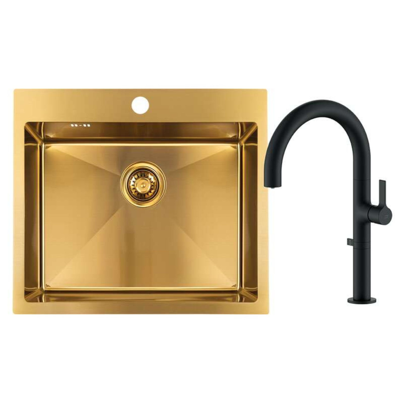 Zlewozmywak Stalowy MALAWI 50x58cm Z Baterią Filtrującą PURECO Złoty Zlewozmywak Stalowy MALAWI 50x58cm Z Baterią Filtrującą PURECO Złoty