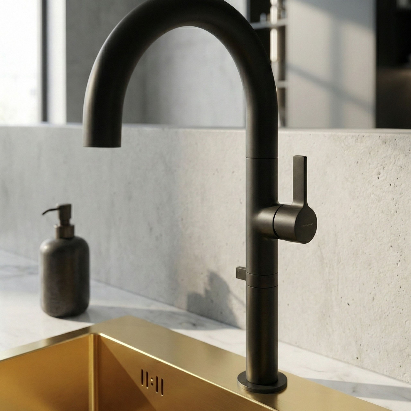 Zlewozmywak Stalowy MALAWI 50x58cm Z Baterią Filtrującą PURECO Złoty Zlewozmywak Stalowy MALAWI 50x58cm Z Baterią Filtrującą PURECO Złoty