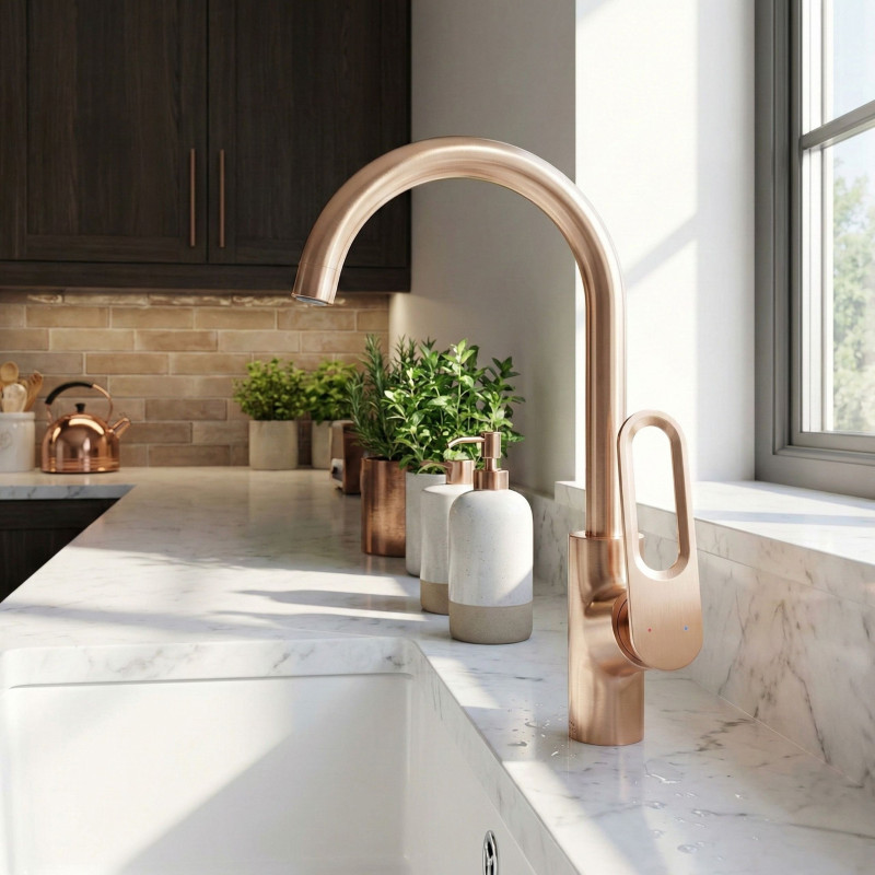 Bateria Zlewozmywakowa Kuchenna TIERRA Różowe Złoto