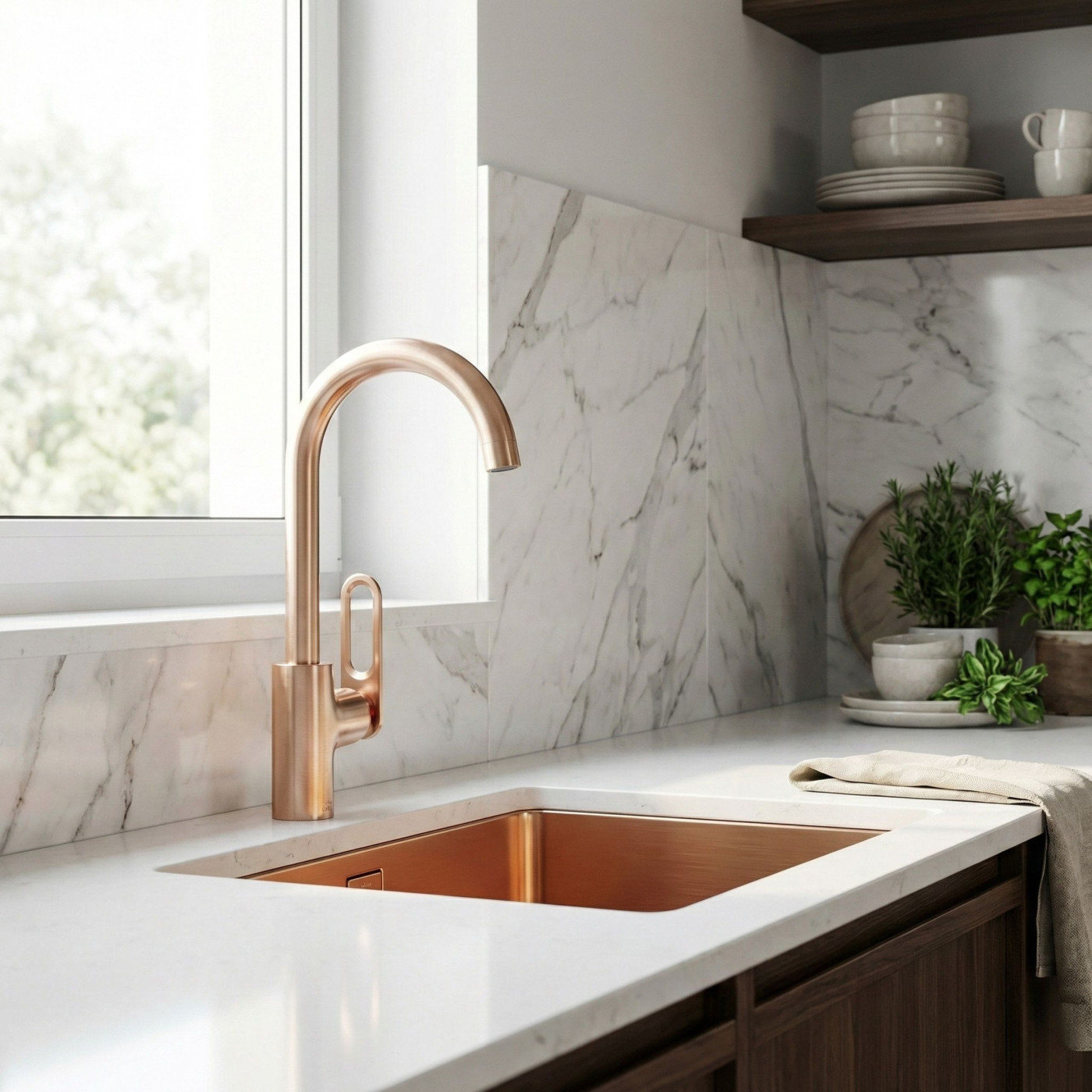 Bateria Zlewozmywakowa Kuchenna TIERRA Różowe Złoto