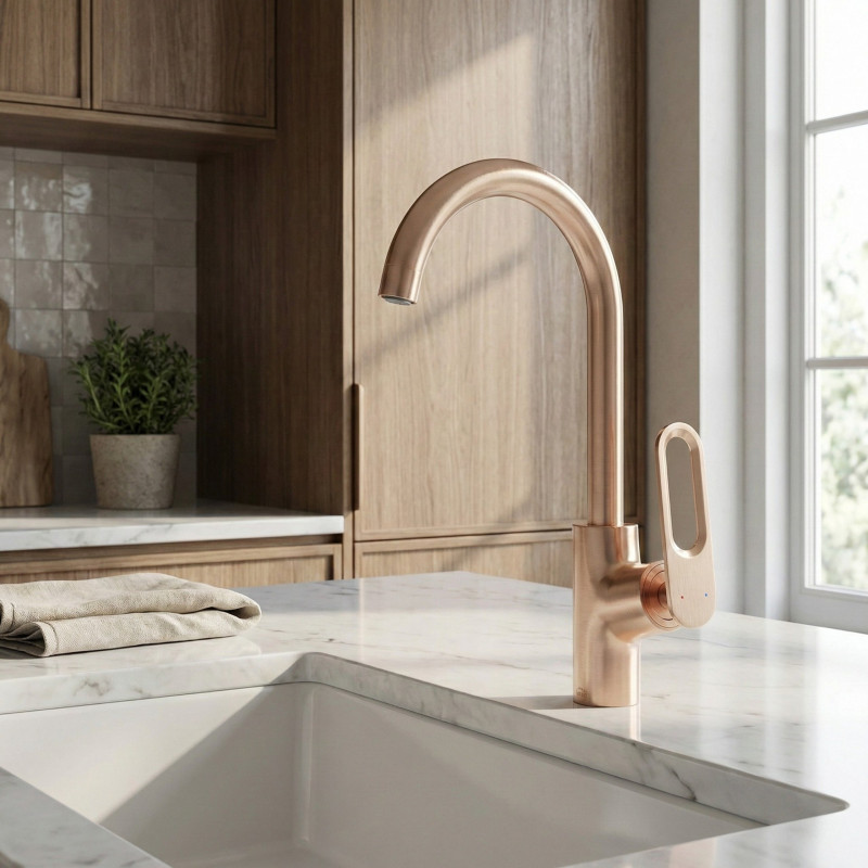 Bateria Zlewozmywakowa Kuchenna TIERRA Różowe Złoto