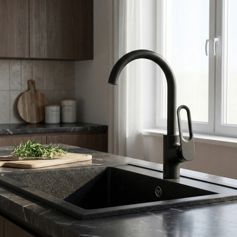 Bateria Zlewozmywakowa Kuchenna TIERRA Czarna Bateria Zlewozmywakowa Kuchenna TIERRA Czarna