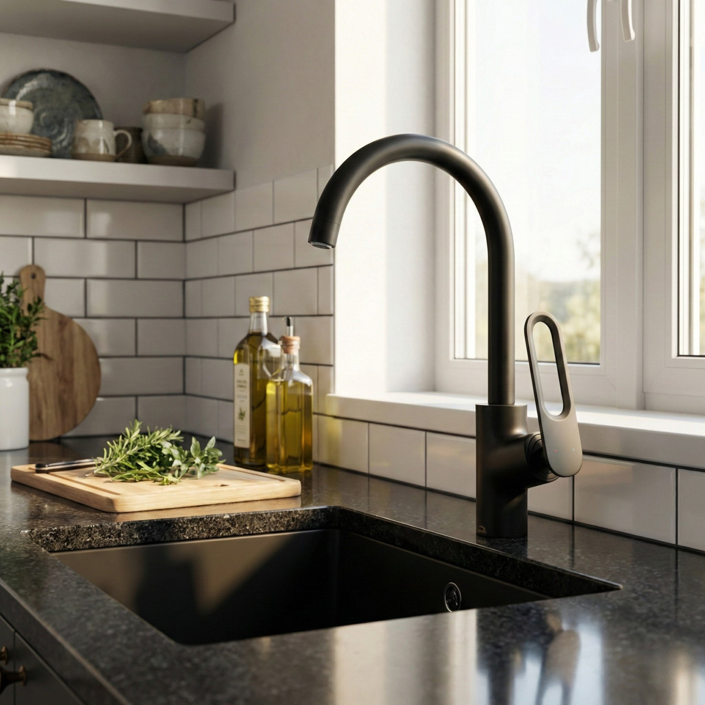 Bateria Zlewozmywakowa Kuchenna TIERRA Czarna Bateria Zlewozmywakowa Kuchenna TIERRA Czarna