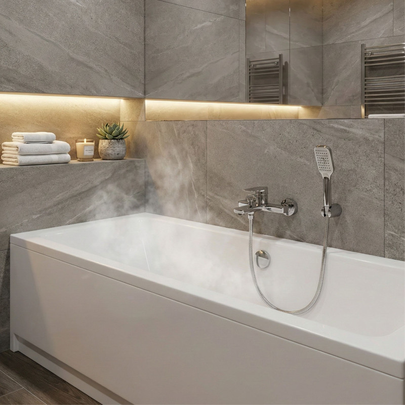 Bateria Wannowa Ścienna Bez Zestawu Natryskowego Kuchinox Serta Chrom