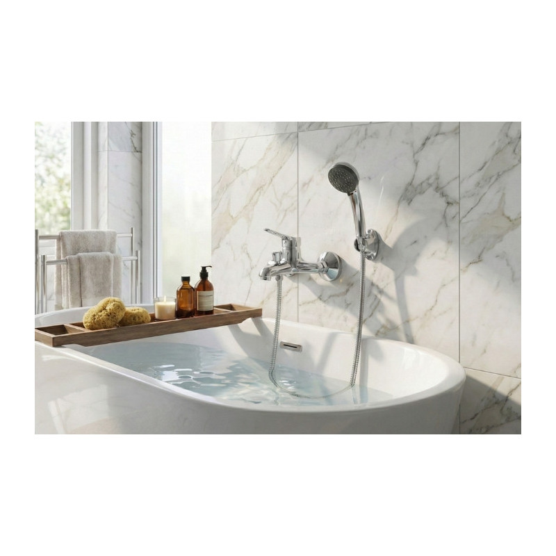 Bateria Wannowa Ścienna z Zestawem Natryskowym Fene Chrom