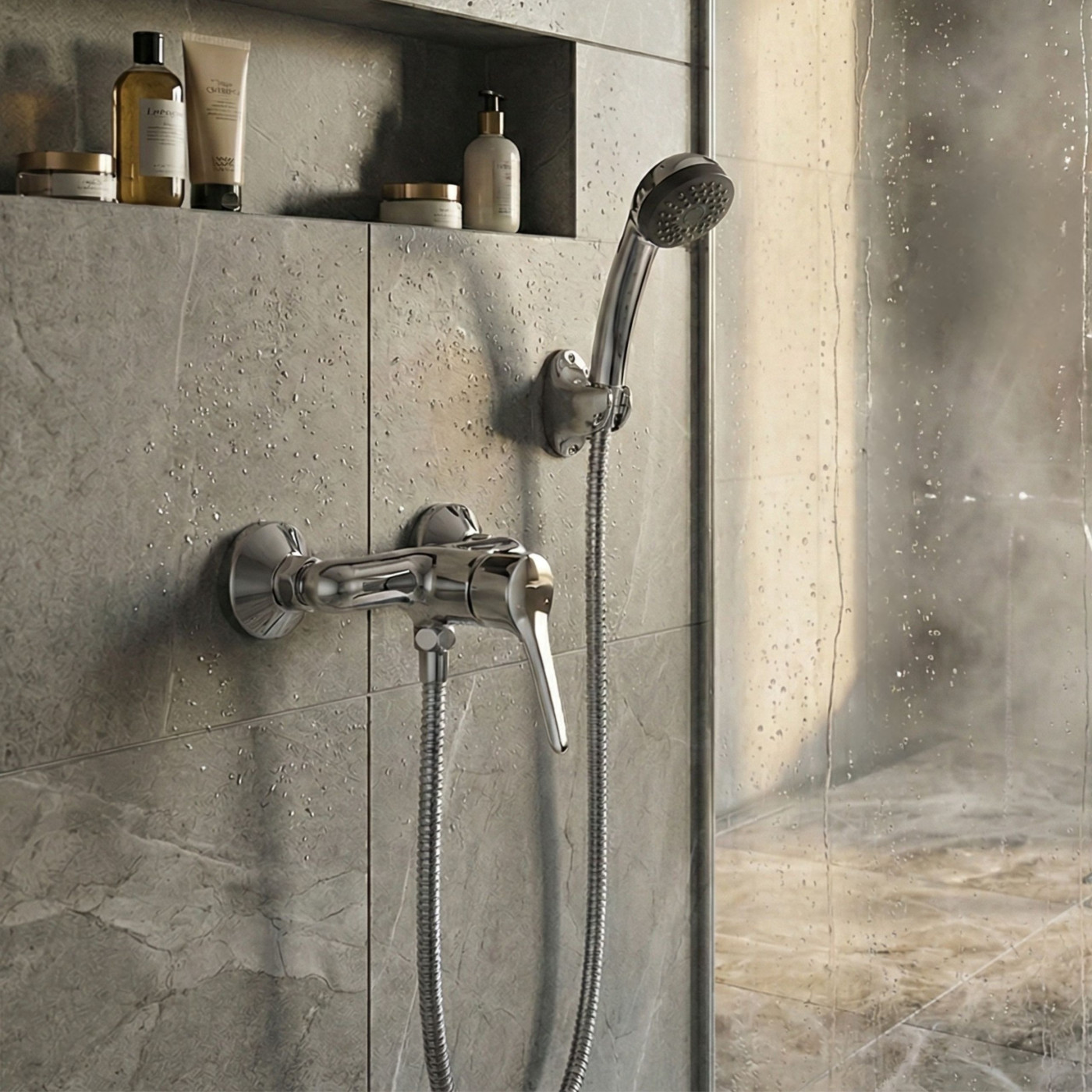 Bateria Natryskowa Ścienna Zestaw Fene Chrom