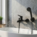 Bateria Wannowa Ścienna z Zestawem Natryskowym Fene Czarna