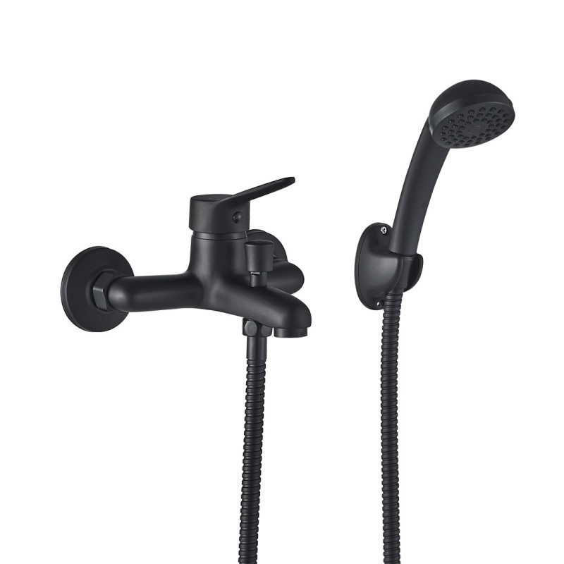 Bateria Wannowa Ścienna z Zestawem Natryskowym Fene Czarna