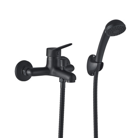 Bateria Wannowa Ścienna z Zestawem Natryskowym Fene Czarna