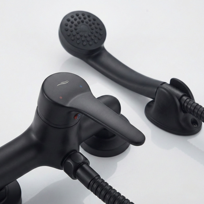 Bateria Natryskowa Ścienna Zestaw Fene Czarna