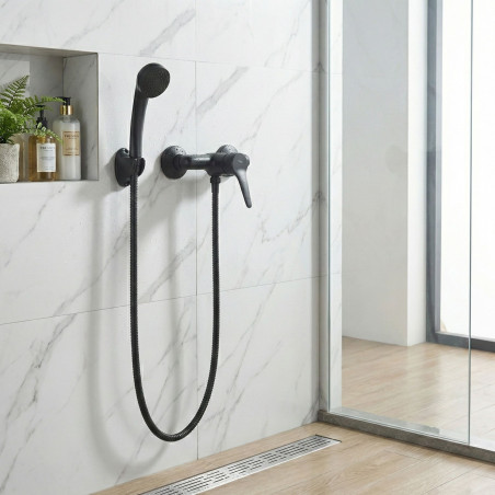 Bateria Natryskowa Ścienna Zestaw Fene Czarna