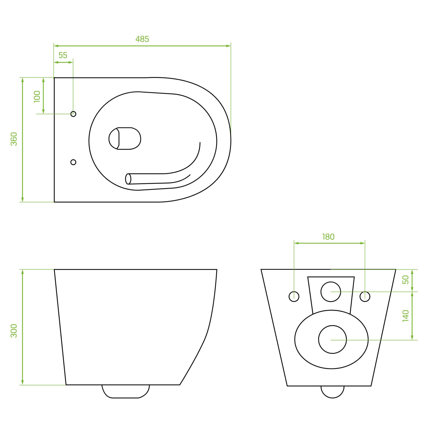 Miska WC Wisząca Bezkołnierzowa Z Deską Spłukiwanie Wirowe Nida CycleOn Biała