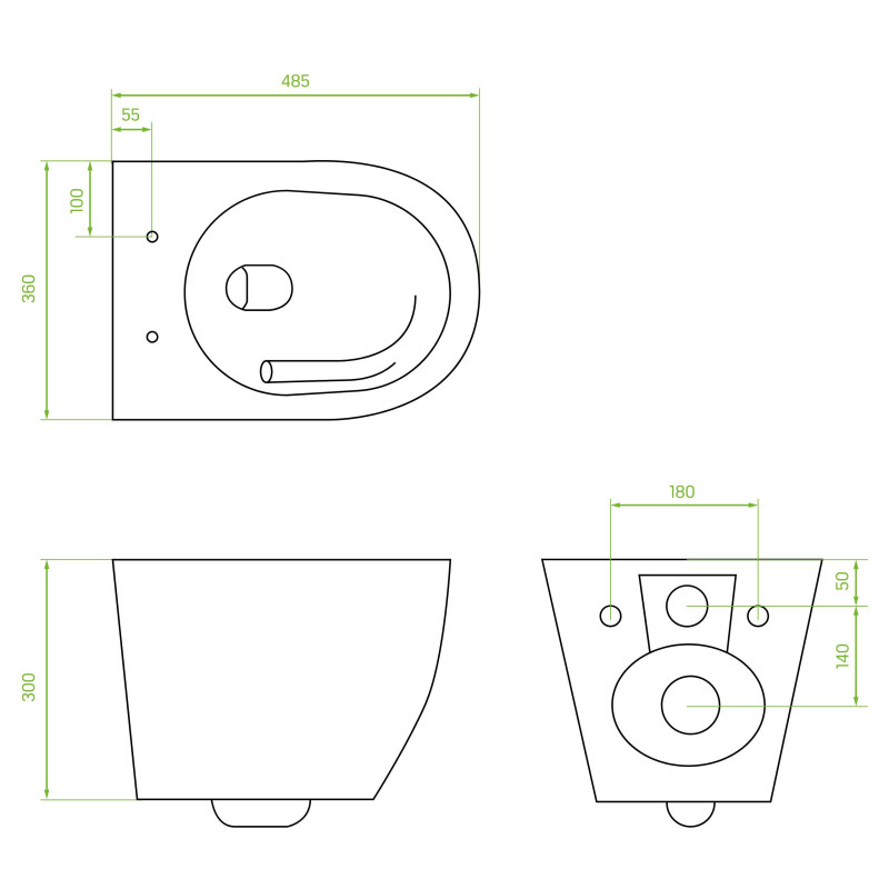 Miska WC Wisząca Bezkołnierzowa Z Deską Spłukiwanie Wirowe Nida CycleOn Biała