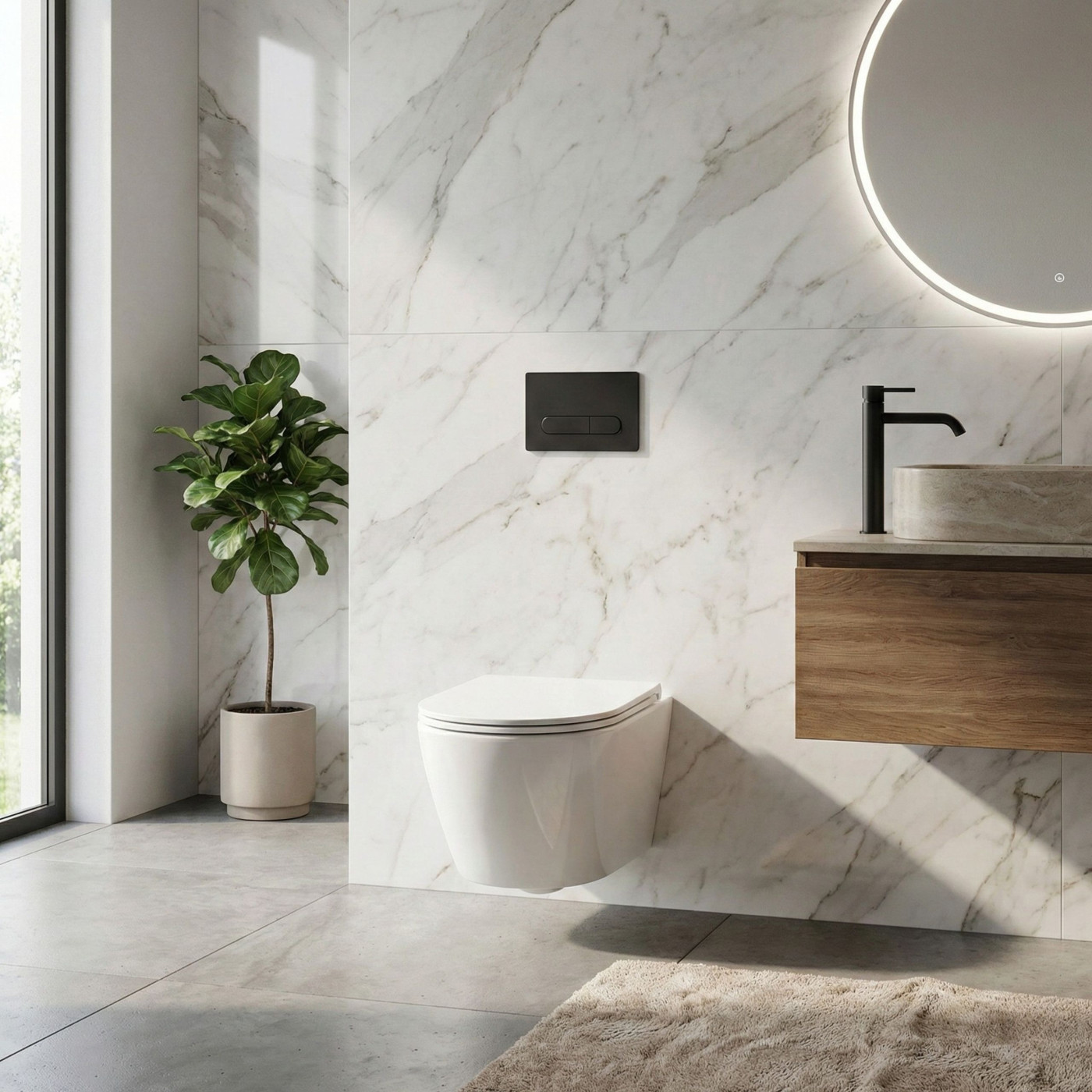 Miska WC Wisząca Bezkołnierzowa Z Deską Spłukiwanie Wirowe Nida CycleOn Biała