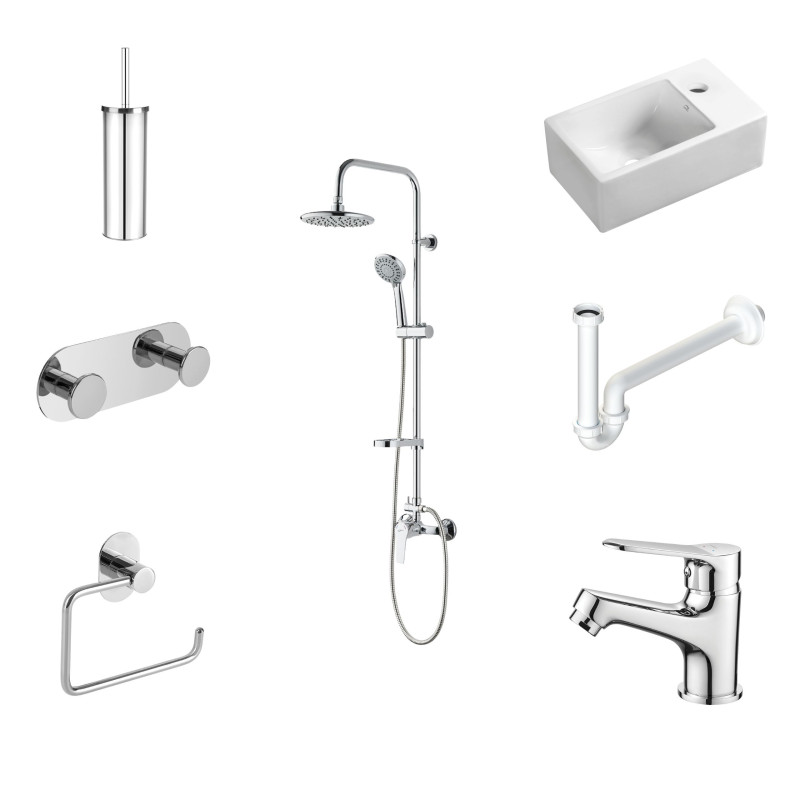 Zestaw Łazienkowy PURE Umywalka Kolumna Bateria + Akcesoria Zestaw Łazienkowy PURE Umywalka Kolumna Bateria + Akcesoria