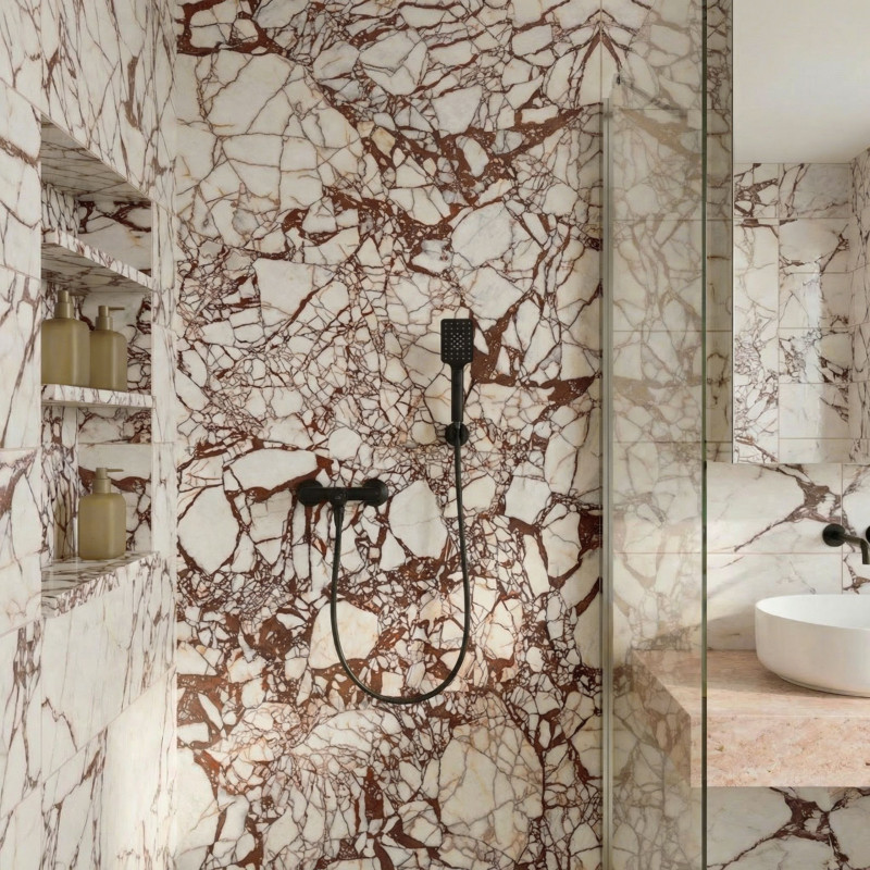 Bateria Natryskowa Ścienna z Zestawem Natryskowym ALITA Czarna Laveo