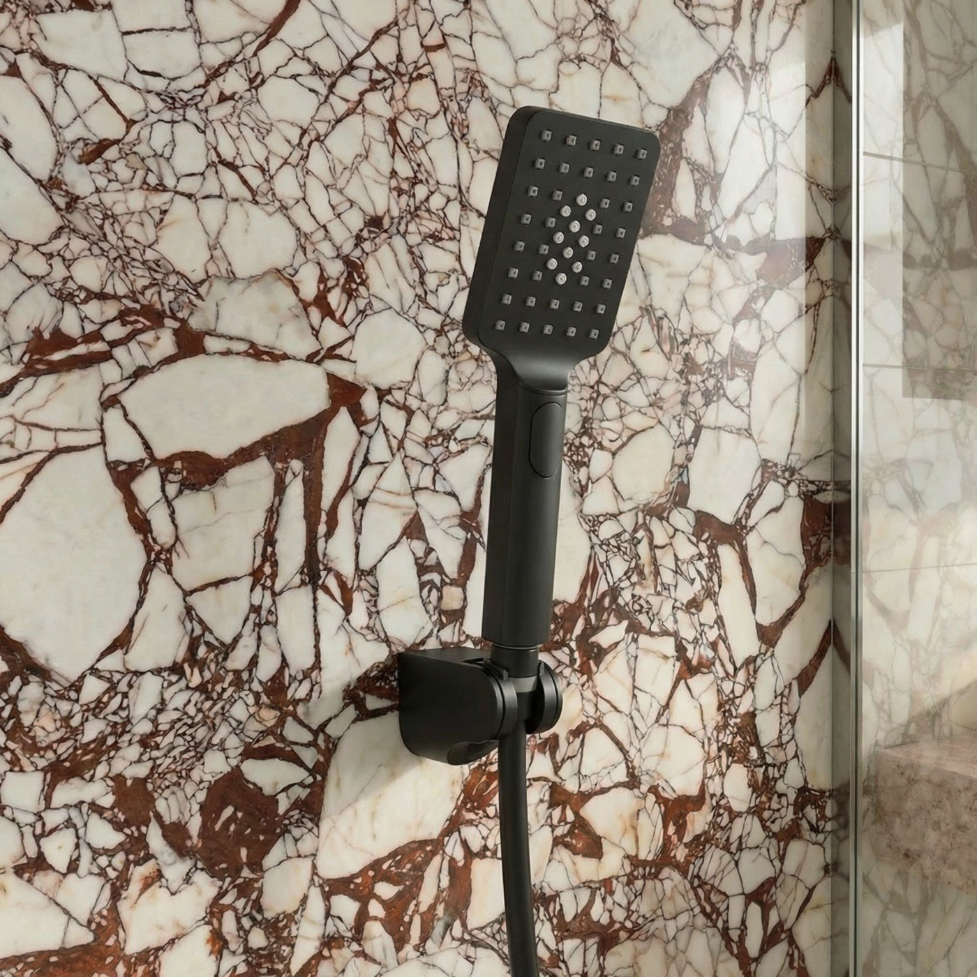 Bateria Natryskowa Ścienna z Zestawem Natryskowym ALITA Czarna Laveo