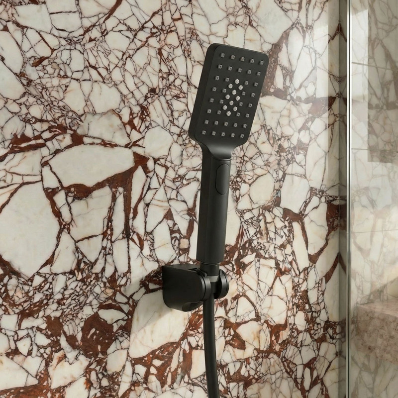 Bateria Natryskowa Ścienna z Zestawem Natryskowym ALITA Czarna Laveo