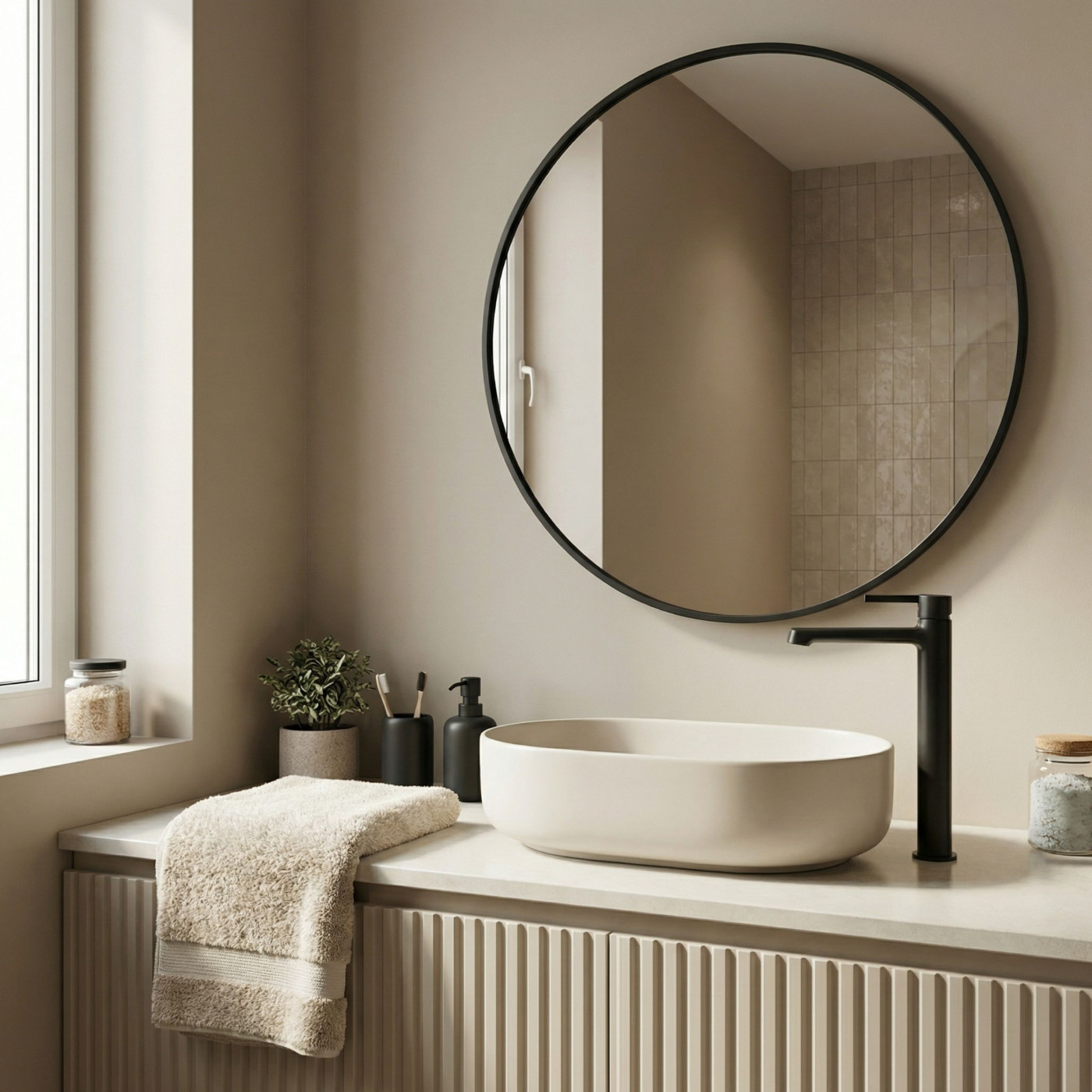 Bateria Umywalkowa Stojąca Nablatowa Czarna ALITA Laveo