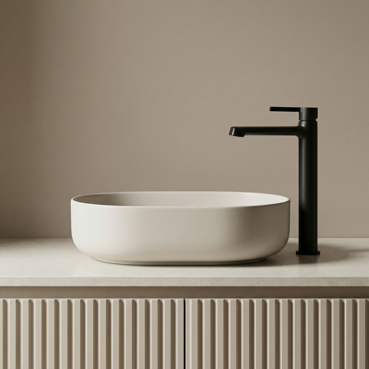 Bateria Umywalkowa Stojąca Nablatowa Czarna ALITA Laveo